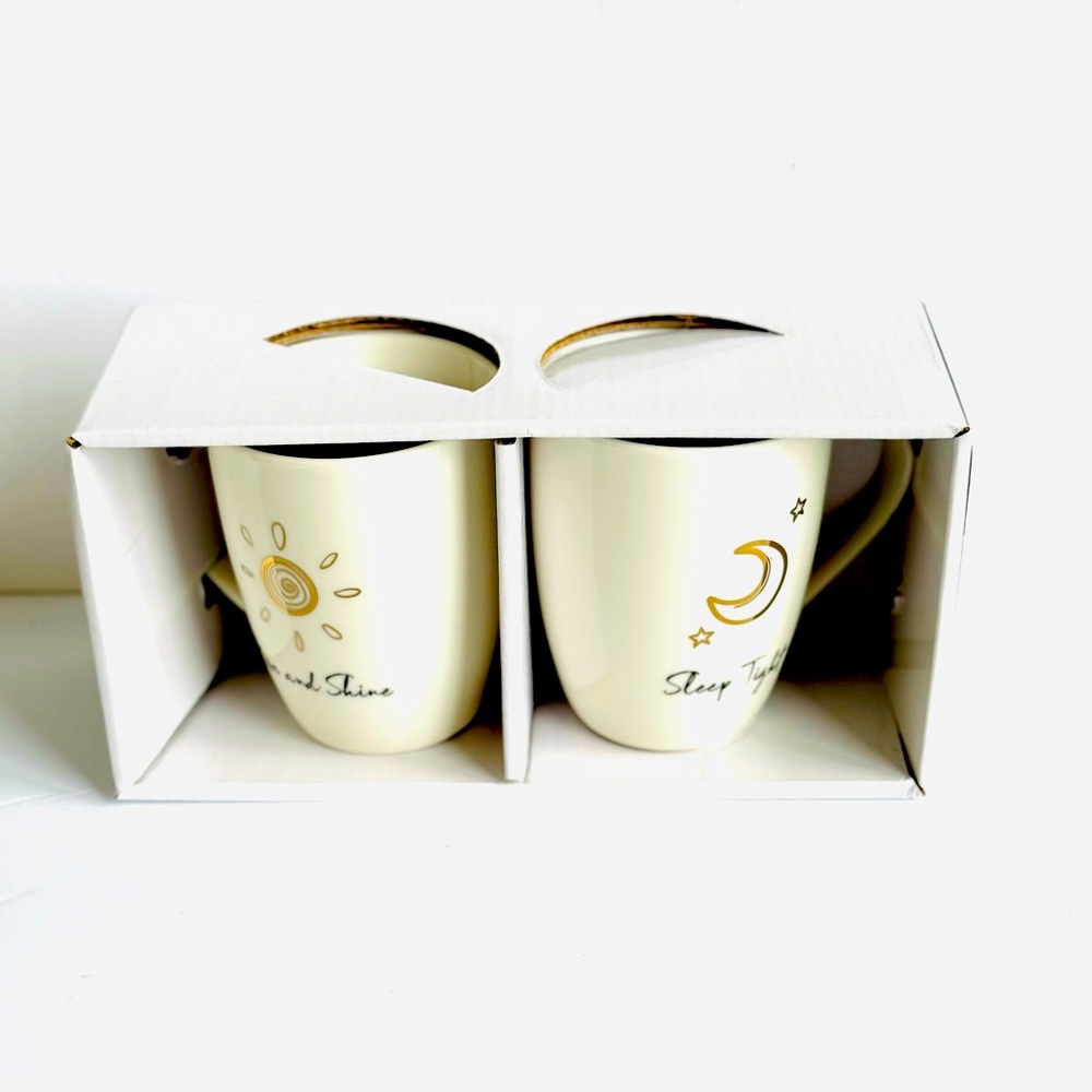 NEW Rise and Shine; Sleep Tight; night and day Mug Gift Set